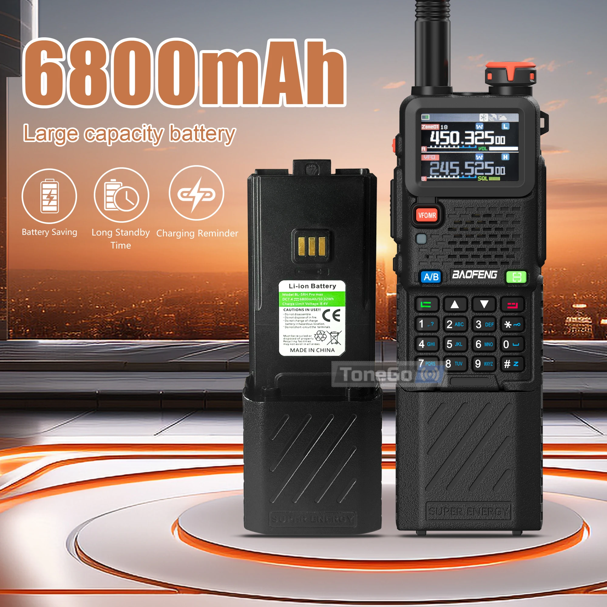 Baofeng UV-5RH Pro نظام تحديد المواقع لاسلكي تخاطب بلوتوث برمجة راديو قدرة عالية USB-C شحن طويل المدى AM FM هام راديو اتجاهين