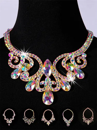Imagen 1 del producto Collar brillante para danza del vientre, joyería de competición, accesorio de bailarina, collar de baile brillante, disfraz de escenario actuación, espectáculo de Egipto