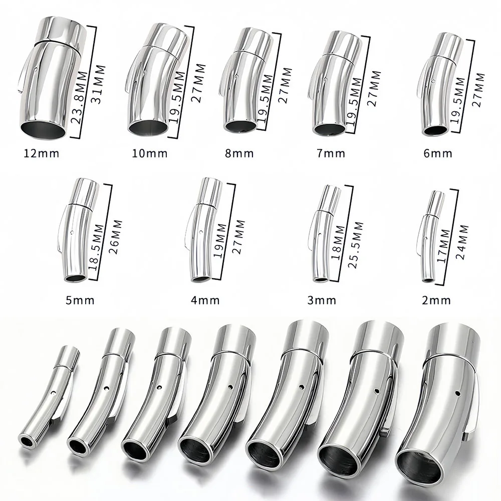 Edelstahl-Bajonettverschluss 2-12mm Federzylinder-Verschluss Schmuckkomponenten DIY Armbandteile Schmuckherstellungszubehör – Detail 3