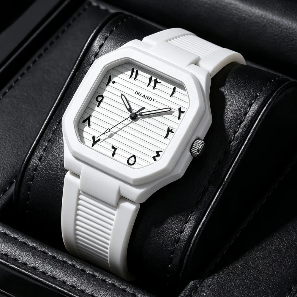 Minimalist Square Quartz Wrist Watch, Soft Silicone Band Sport Watch Unisex, Simple Casual Daily Fashion Watch