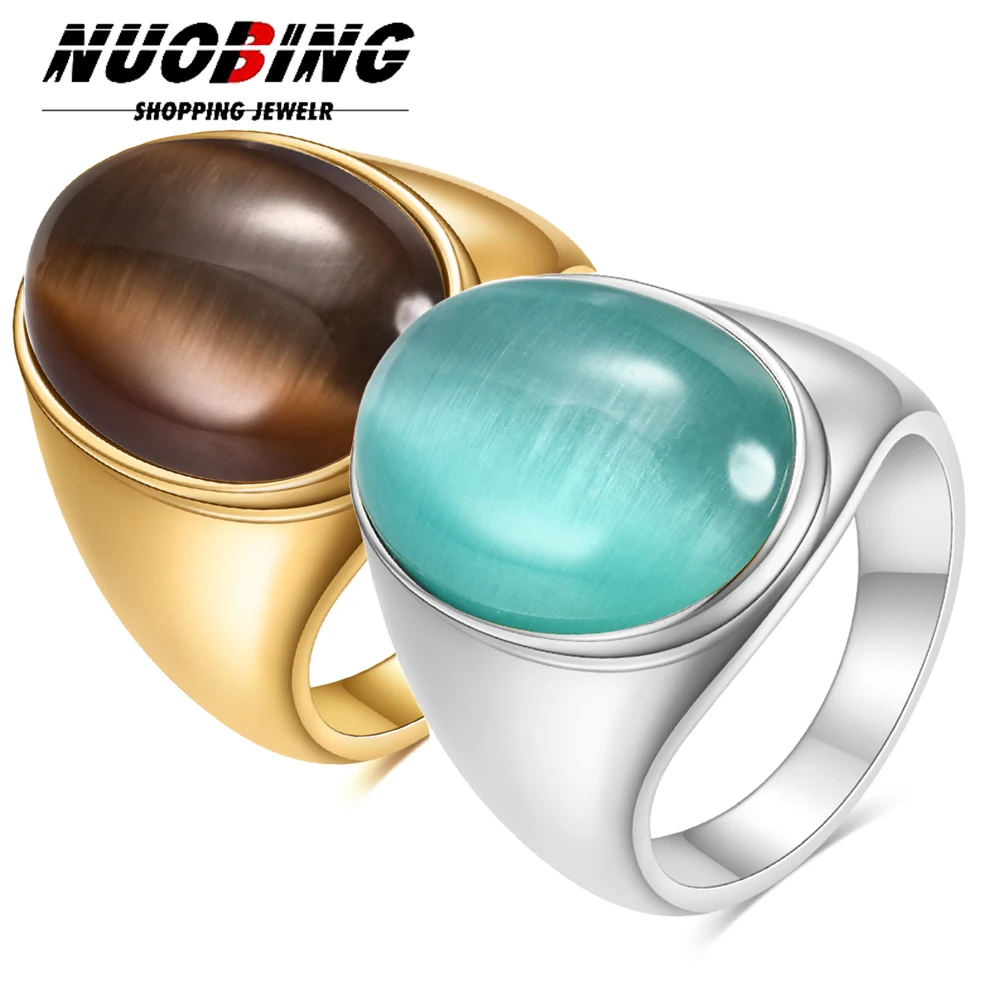 2025 New Fashion Stainless Steel Inlay Gem Zircon Black Agate Stone Rings For Men Women Wedding PVD Rust Proof Jewelry Gift
