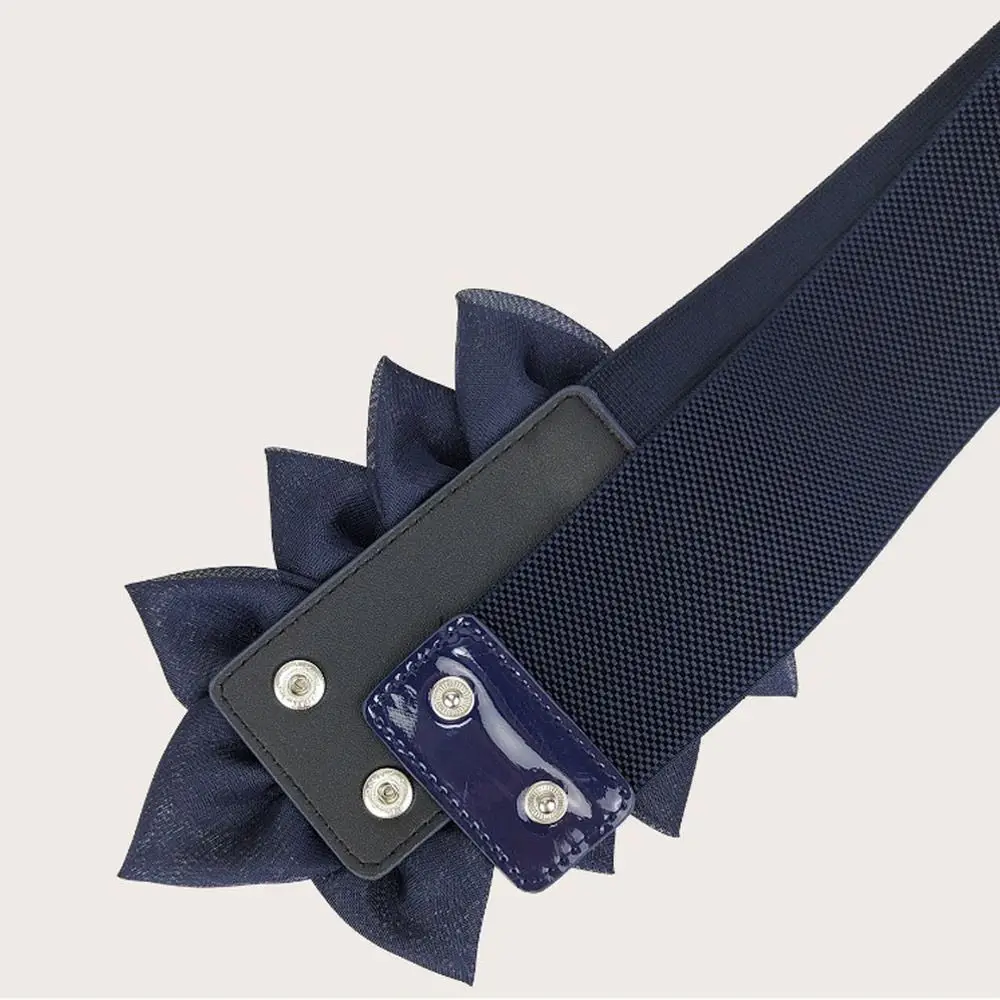 Exquisite Wide Stretch Waistband Flower Decoration Casual Waist Belts Solid Color Waist Strap Clothing Decoration