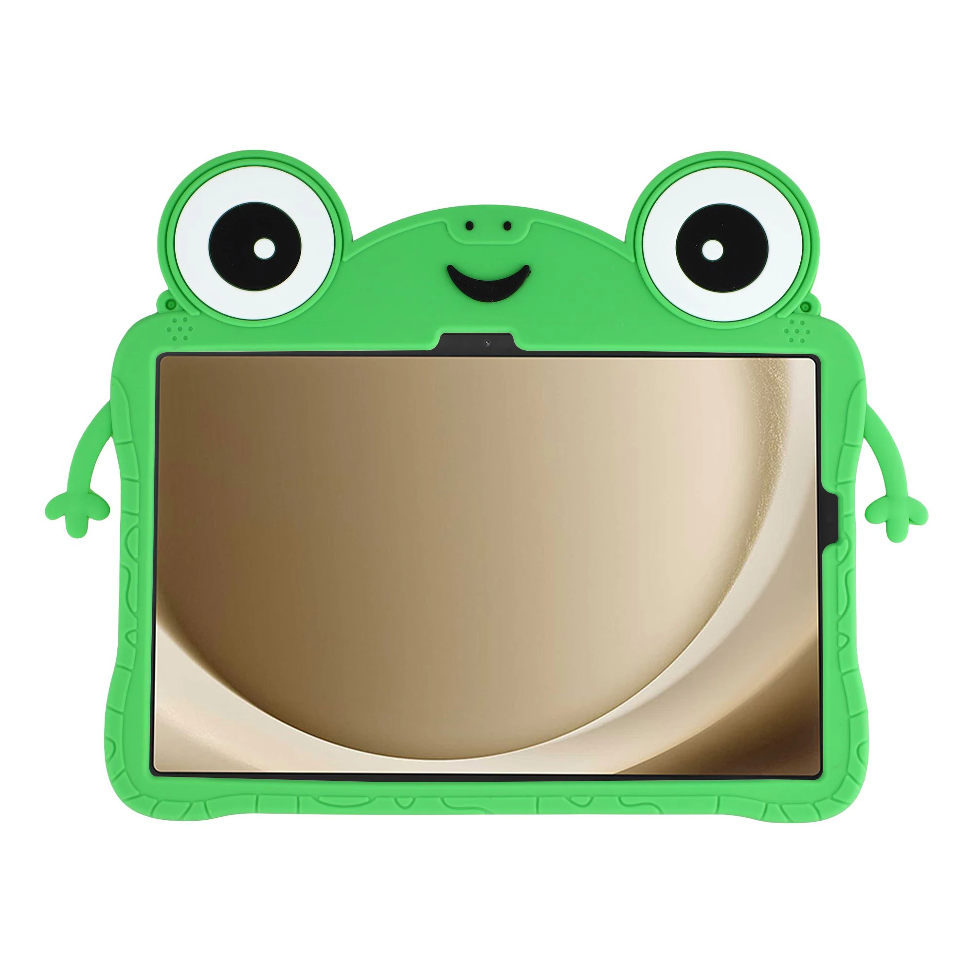 For Samsung Galaxy Tab A11+ / Tab A9+ Case Rotating Kickstand Cartoon Frog Silicone Tablet Cover with Shoulder Strap
