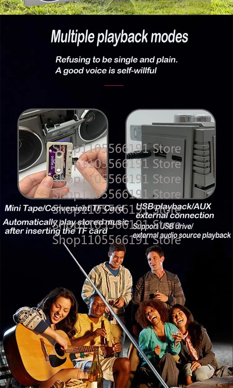 Multi Functional TF Card USB Bluetooth 4 in 1 Portable Bluetooth Speaker with Fm Radio
