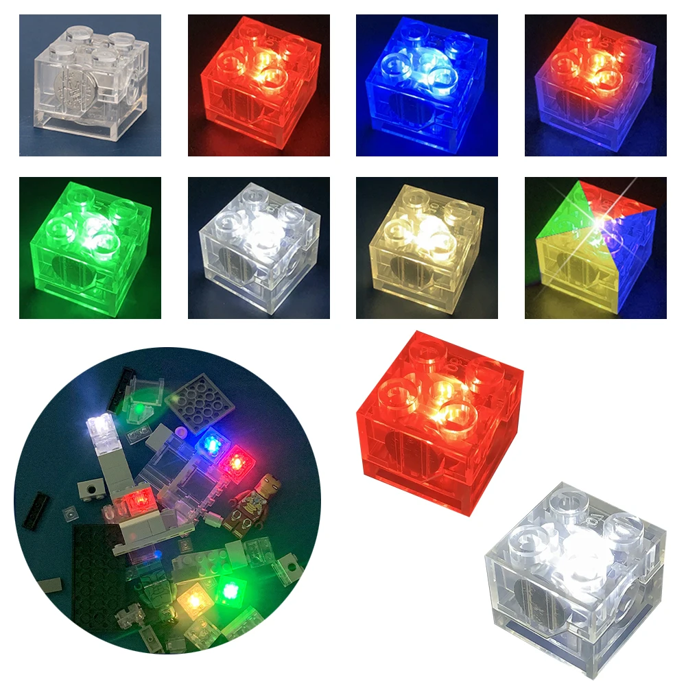 City Building Blocks Parts Mini Figures LED Light 2X2 Classic Bricks Accessories Children Educational Light-Emitting Toys Gift