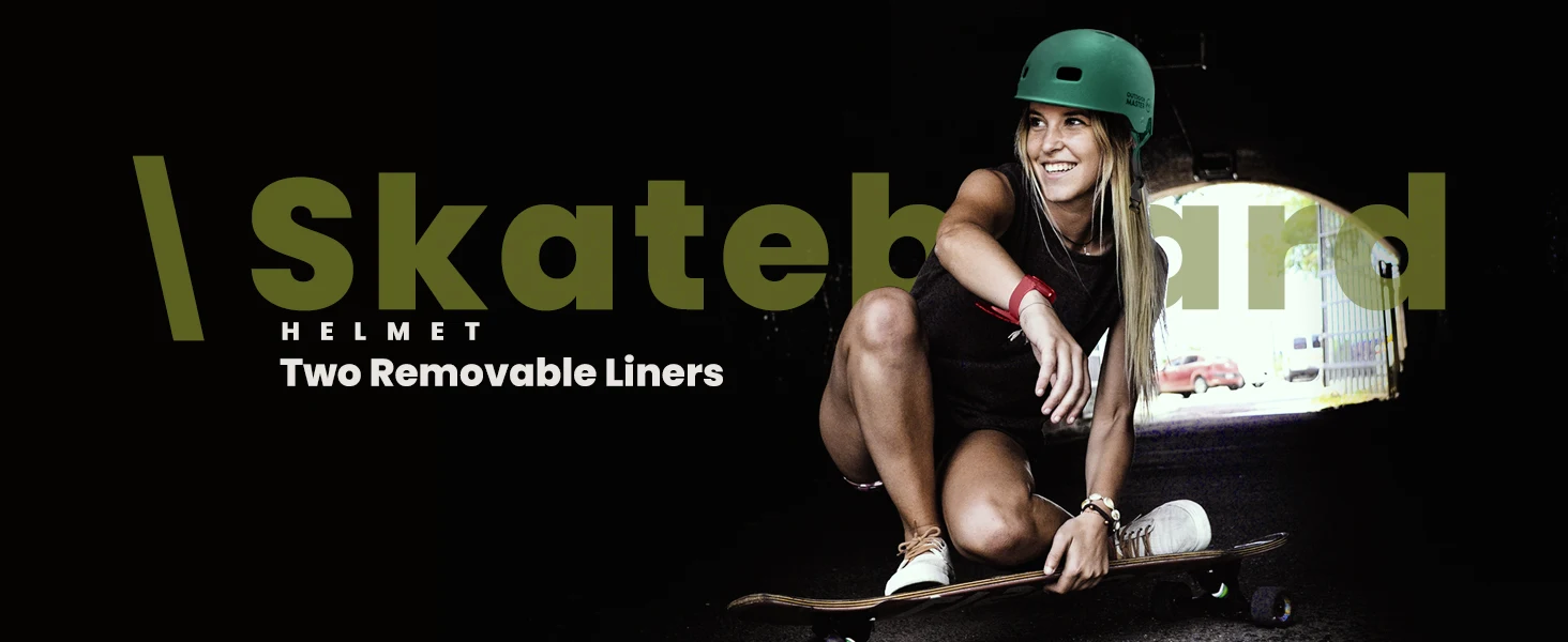 OutdoorMaster Skateboard-Fahrradhelm mit zwei herausnehmbaren Innenfutter, Belüftung, Multi-Sport-Scooter-Skatehelm, verstellbar für Erwachsene – Detail 1