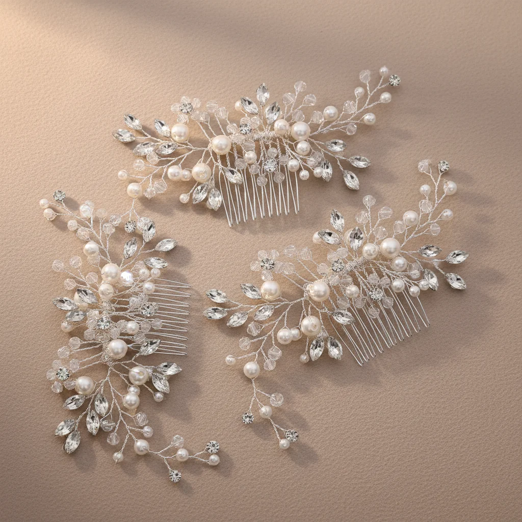 Hair Combs Crystal Decorated Styling Tools Anti-Static Smooth Teeth for Wedding Bridal Party Professional Braiding Set 3pcs