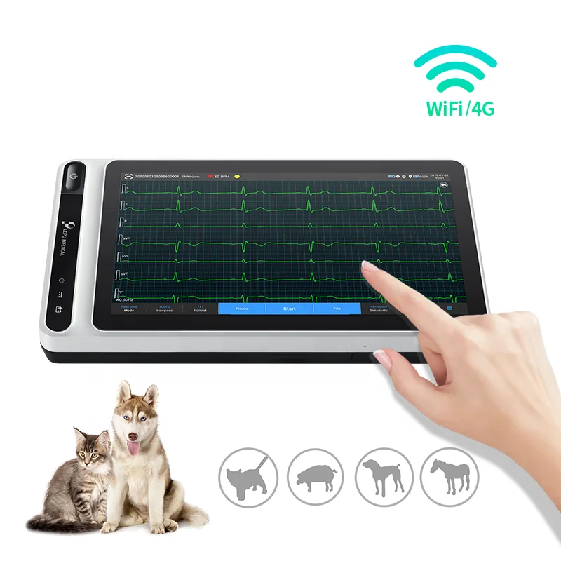 Touch Screen Animal Medical Mobile Heart Monitor Handheld  Portable 3 12 18 Channel Veterinary ECG Machine With CE