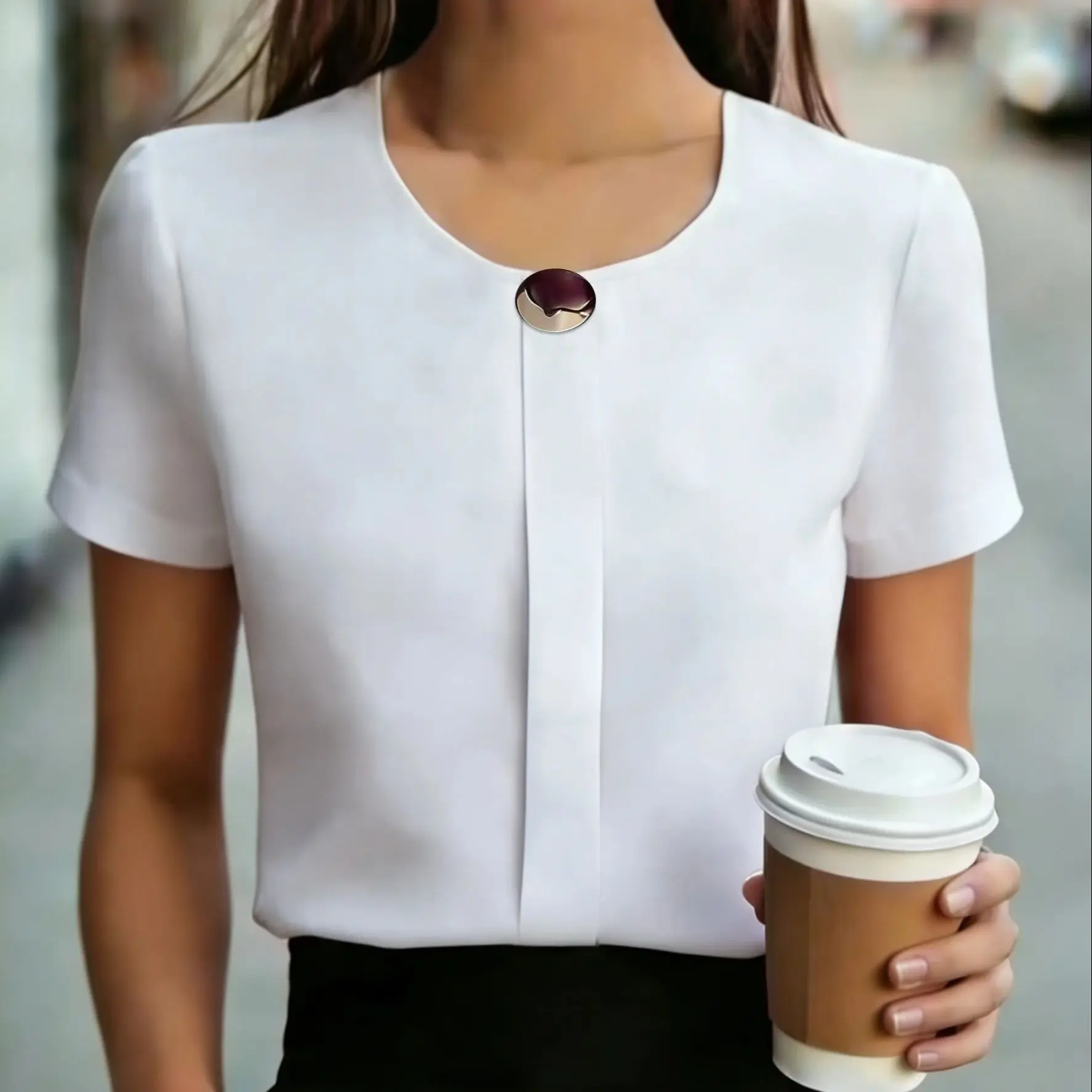 Elegante, lässige Damenbluse mit langen Ärmeln – perfekt für den Wochenendurlaub – Detail 1