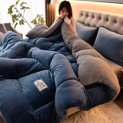 Plush quilt winter lamb velvet warm quilt double Thickened cotton quilt single dormitory bed Warm Double sided Lamb Wool Quilt
