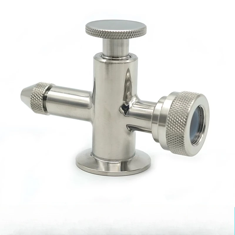 Stainless steel quick-loading liquid level gauge Angle valve Mirror polishing Sanitary grade Clamp copy Glass tube belt sampling