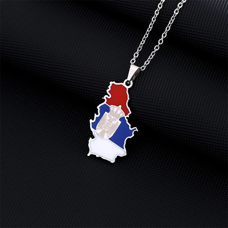 High Quality Serbia Eagle Map and Flag Pendant Necklaces for Women Men Silver Color/Gold Color Srbija Charm Jewelry Serbian Gift