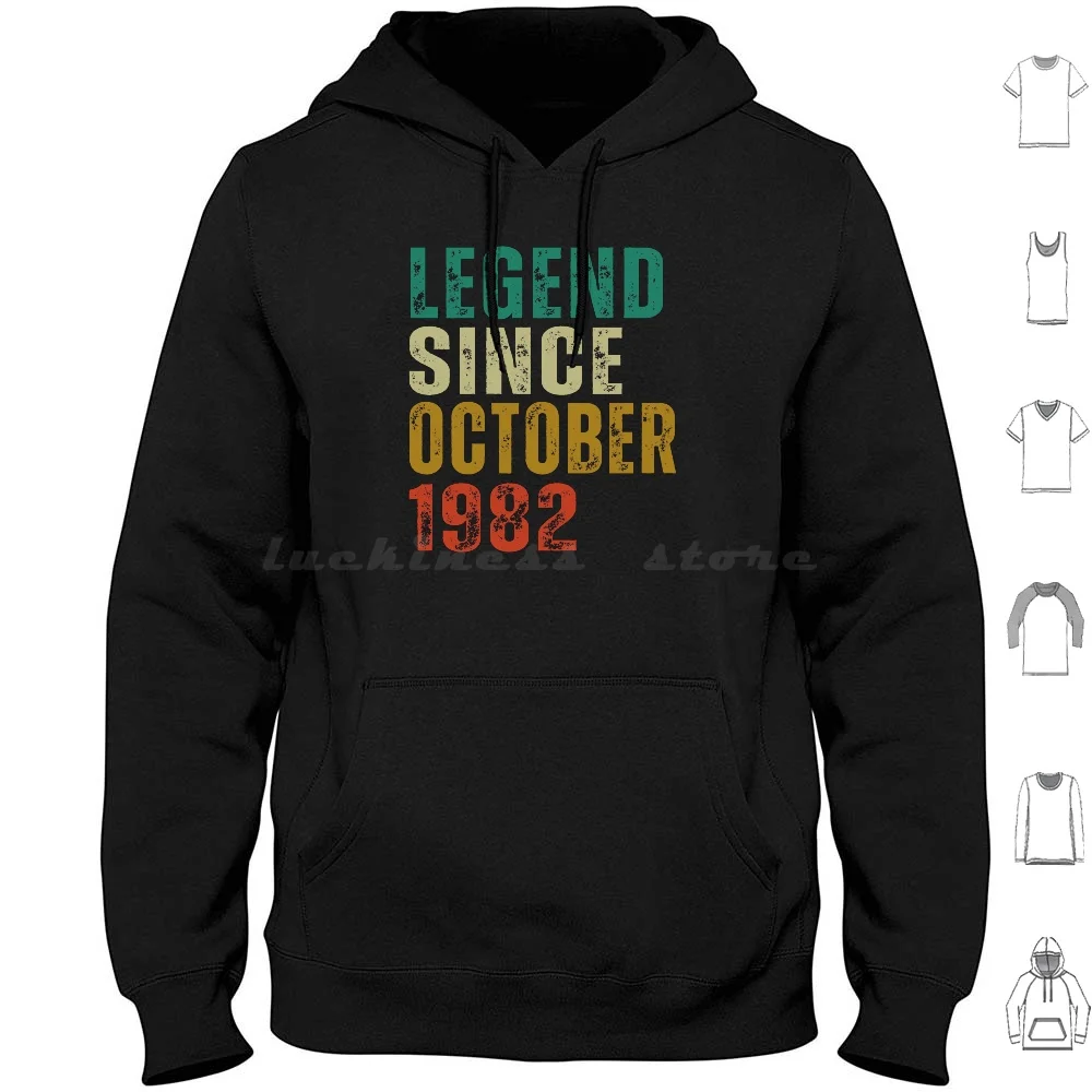 

Legend Since October 1982 Awesome Vintage Birthday Gift Hoodie cotton Long Sleeve Made In October 1982 Years Of Being Awesome