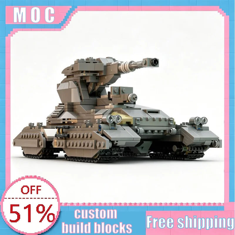 

870 PCS MOC Main Battle Tank Sci-Fi Vehicle Model Custom Creative Building Blocks Educational Assembly Toy Display Popular Gift
