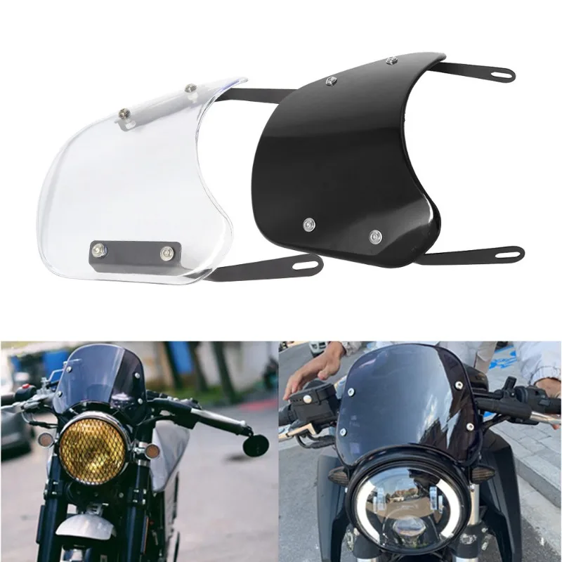 

Motorcycle Universal 5"-7" Headlight Adjustable Windscreen Wind Deflector Windshield for Harley Honda Yamaha Kawasaki