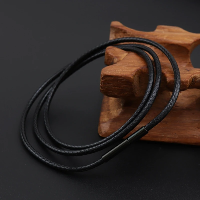 Japan Korean Black Leather Rope Necklace Women Black Tube Necklace Woman Neck Collar Chain Necklace Choker Clavicle 1mm 2mm 3mm