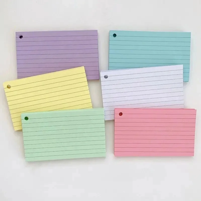 50Pcs Binder Horizontal Line Memo Kawai Book Loose Leaf Index Cards Flash Cards Small Revision Cards for Study Office NotePads