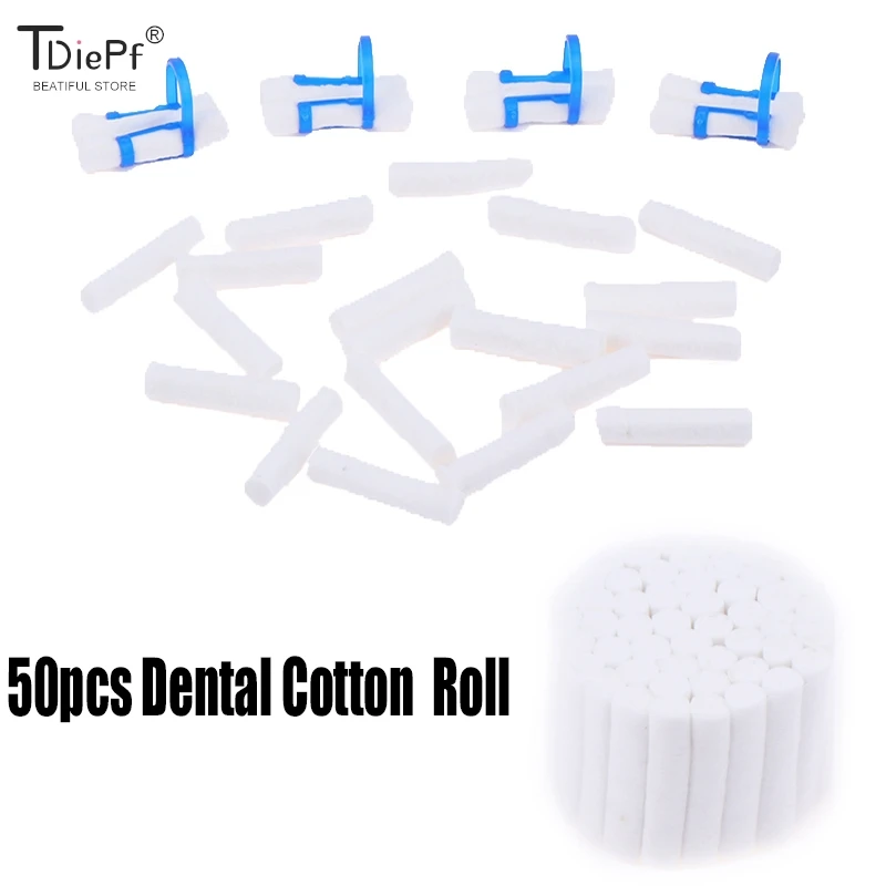 50pcs/Bag 100% Cotton Dental Cotton Roll Dentist Material Teeth Whitening Product Surgical Cotton Rolls High Absorbent