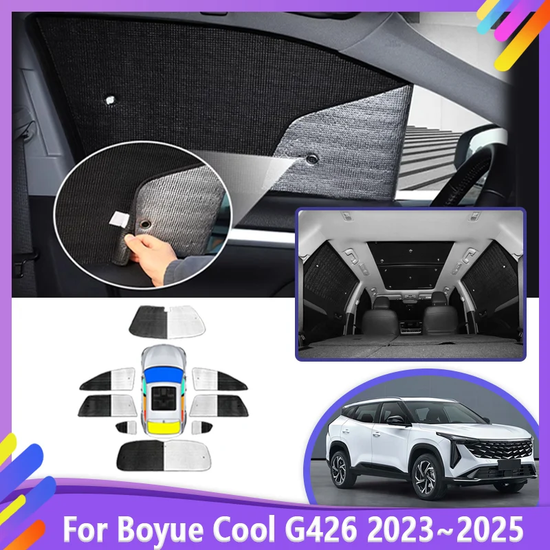 

Car Sunshade For Geely Boyue Cool G426 2023 2024 2025 Sunscreen Protect Window Privacy Sun Visor Full Coverage Tools Accessories