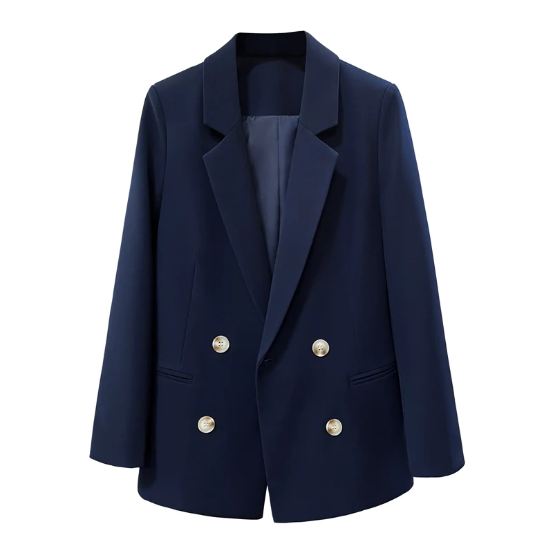 Fashion Double Breasted Navy Suit Jackets Feminine Spring Autumn Blazers Coats For Women Clothing 2023 New Work Clothes jp824