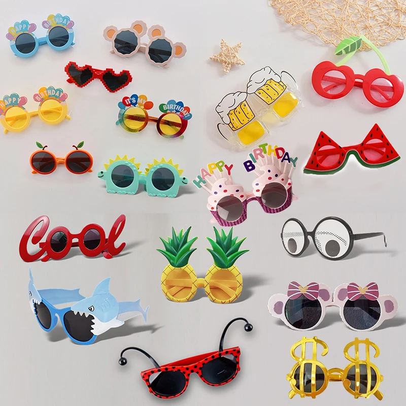 Grappige Feest Verjaardagsbril Kinderen Fotoshoot Decoratie Hawaii Strand Fancy Sunglasse Kleurrijke Cake Vormige Glazen Foto Prop