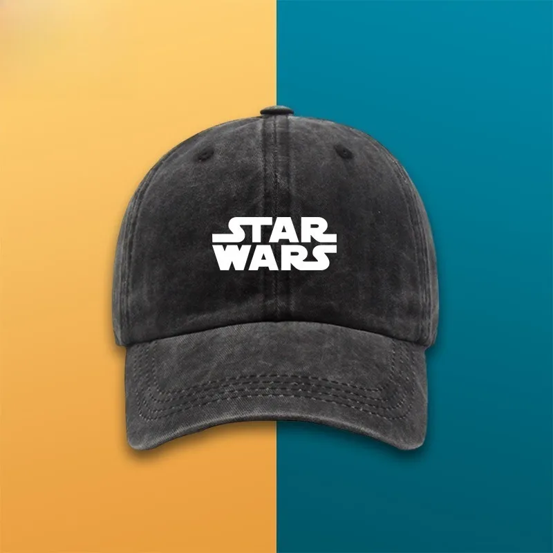 star-wars-ウォーターウォッシュ加工の野球帽、アウトドアハット、トレンドブランドプリント、学生風メンズ野球帽、映画関連アクセサリー