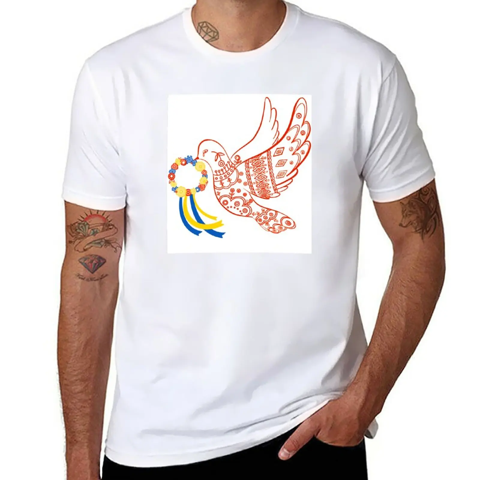 New Peace Dove inspired by the work of Maria Prymachenko - all proceeds donated T-Shirt summer top mens graphic t-shirts funny