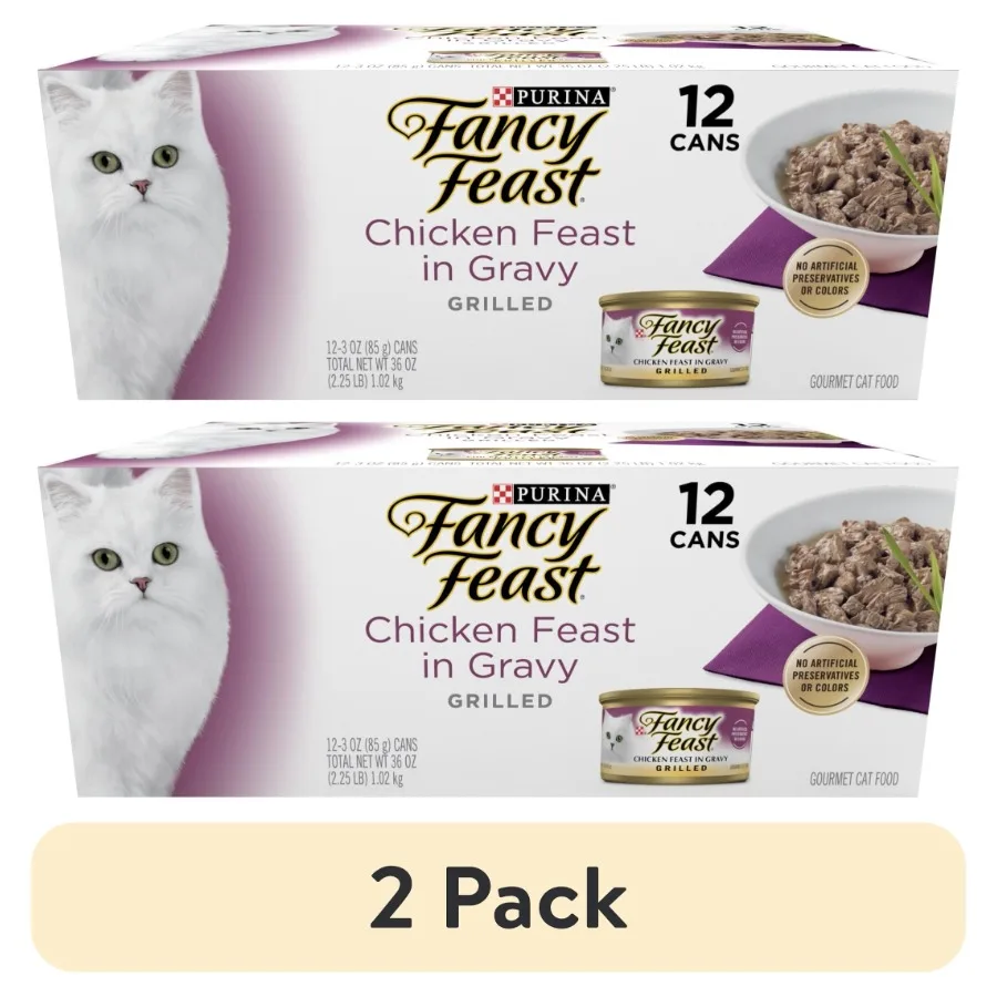 Paquete de 2 latas de comida húmeda para gatos Purina Grilled Kitten Food, sabor a pollo en salsa, 3 oz, paquete de 12 latas