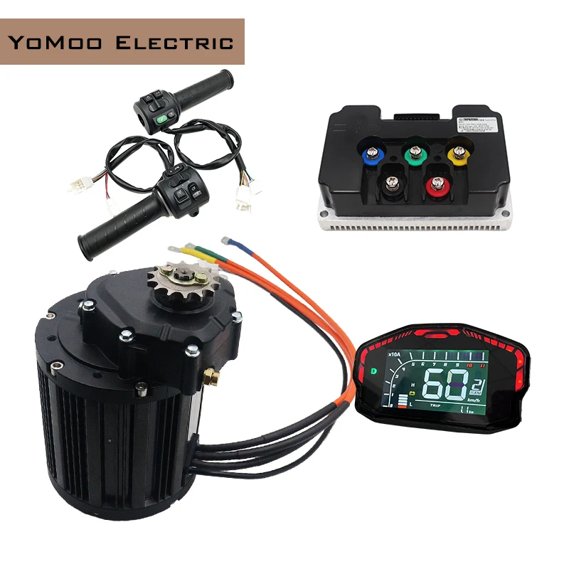 

QS Motor QS138 90H 4KW V3 PMSM Mid-Drive Motor Kits with Fardriver ND72680/ND84680/ND96680 Controller, DKD Display, T08 Throttle