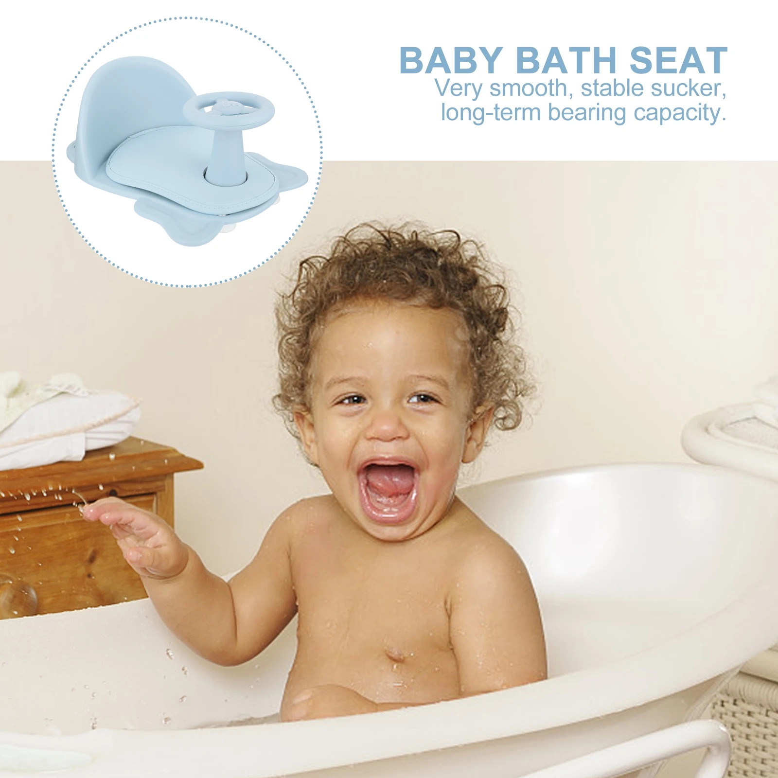 

Baby Bath Seat Non-Slip Shower Chair for Infants Toddlers Bathing Support Tub Stool Portable Storage Fits Standard Claw Bathtub