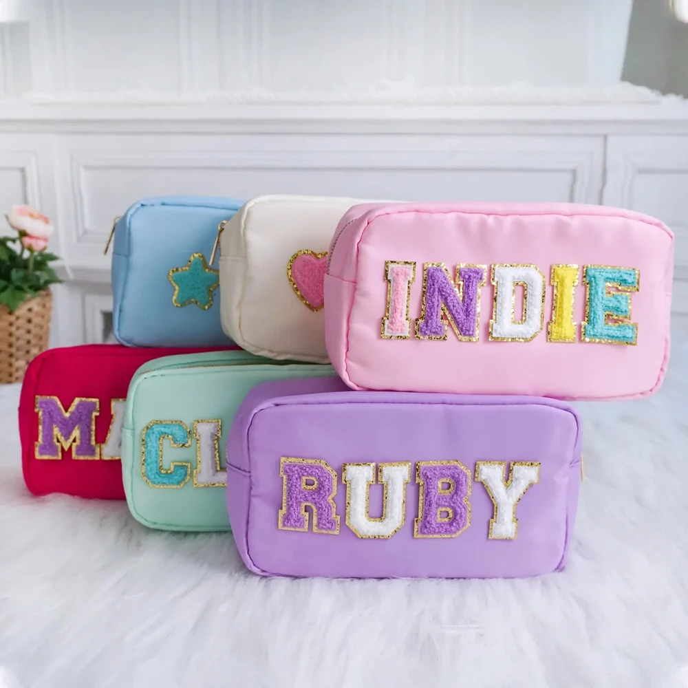 

Pink Stock Four Size Cosmetic Bag Cute Bright Colors Toiletry Pouch Zipper Closure Makeup Bag Nylon Cosmetic Bag Travel Beach Ba