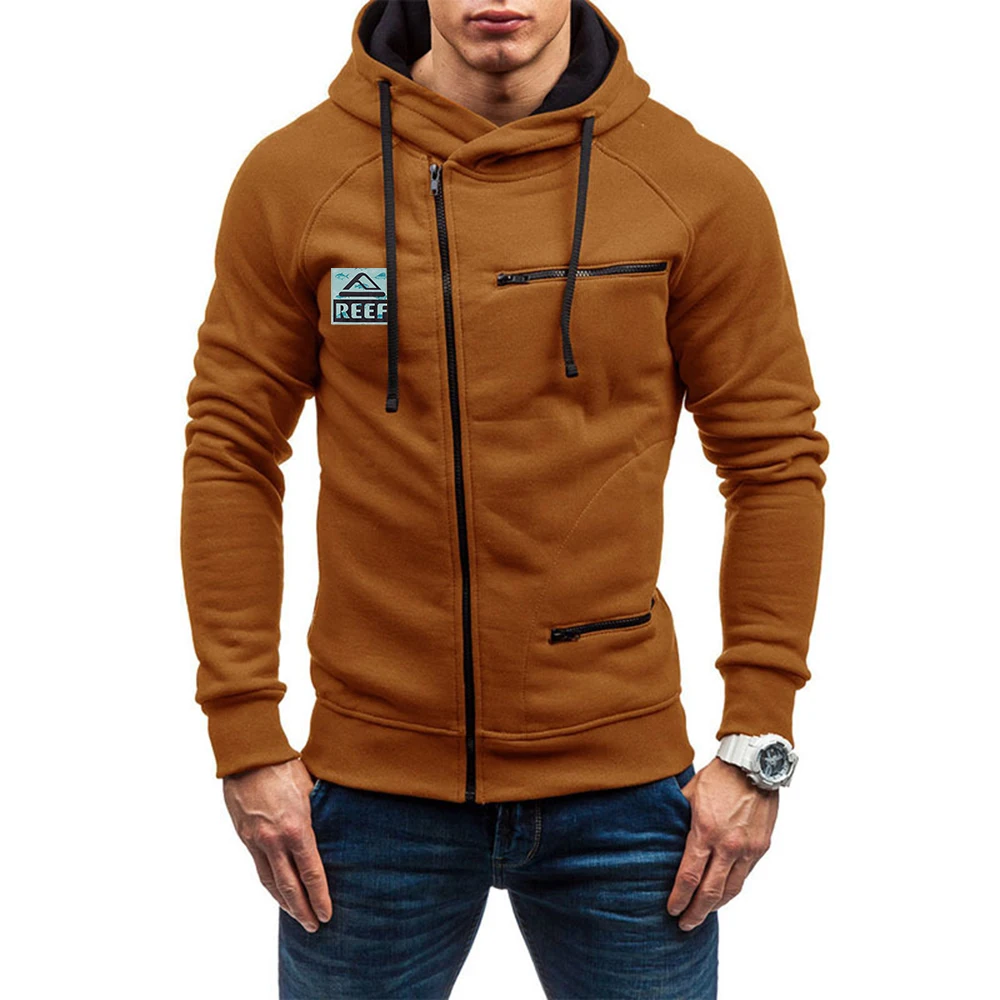

2025 Zipper Pullover Jogging Jacket Spring And Autumn Outdoor Long-Sleeved Coat Man's Reef Logo Print New Type Casual Hoodies