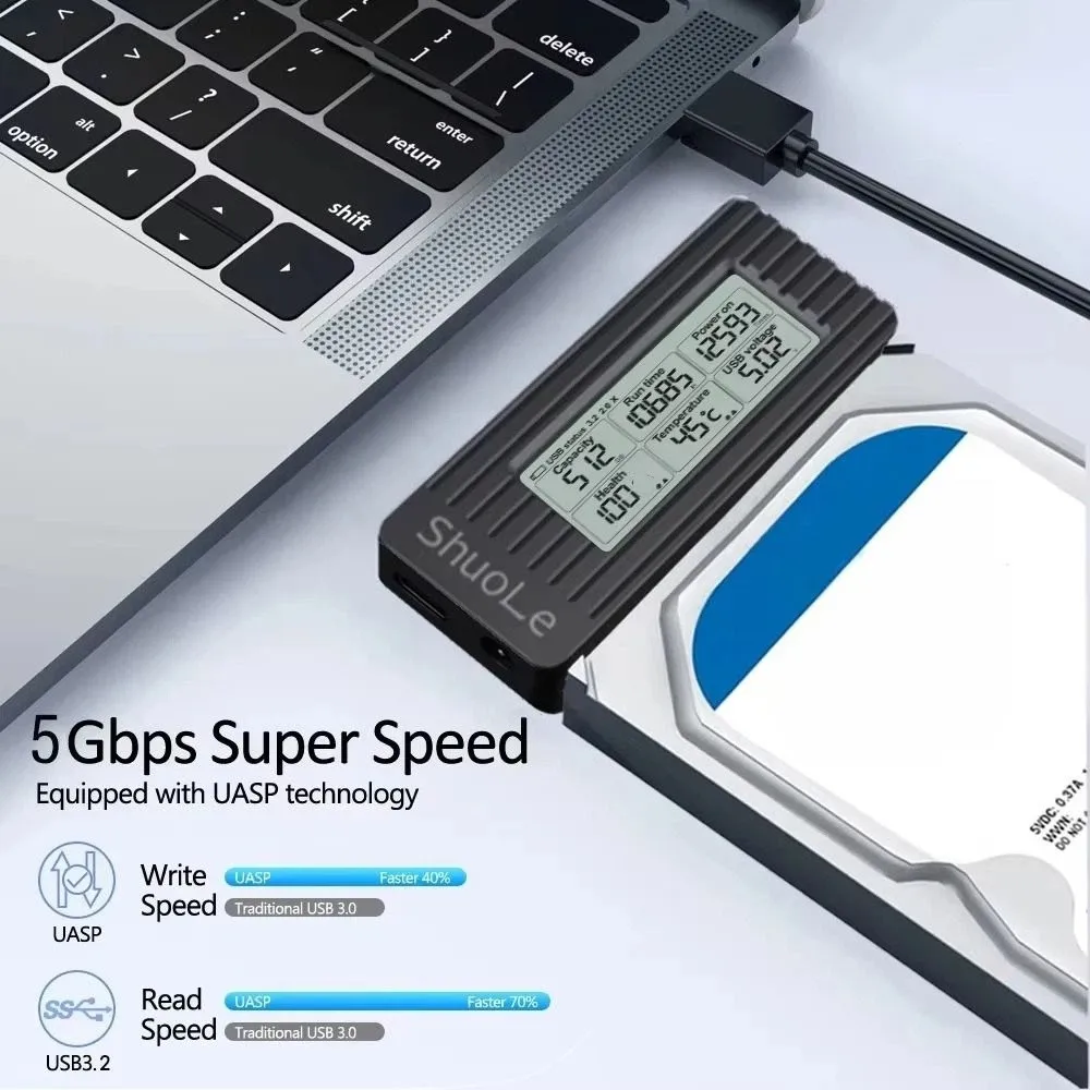 Digital Display USB 3.2 To Sata Adapter Digital Screen Display USB3.0 Hard Drive Converter External Adapter For Laptop