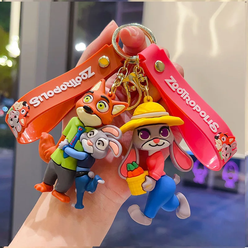 سلسلة مفاتيح Zootopia 1-6PSC: سلسلة مفاتيح مصغرة تتميز على تمثال جودي هوبس على الطراز الكرتوني، مناسبة للسيارات والحقائب والمفاتيح #3