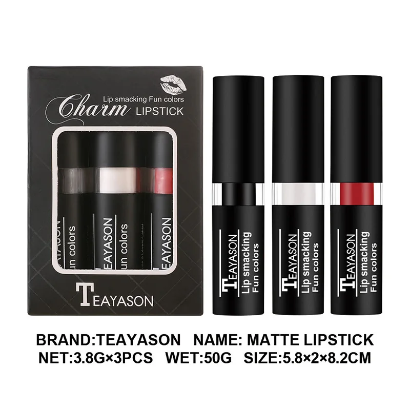 3-in-1 mattierter Lippenstift und Körperbemalung Trio, nicht transferendes Samt-Finish, inklusive Schwarz, Weiß, Rot für Lippen, Gesichts- und Körperbemalung Cos Halowe