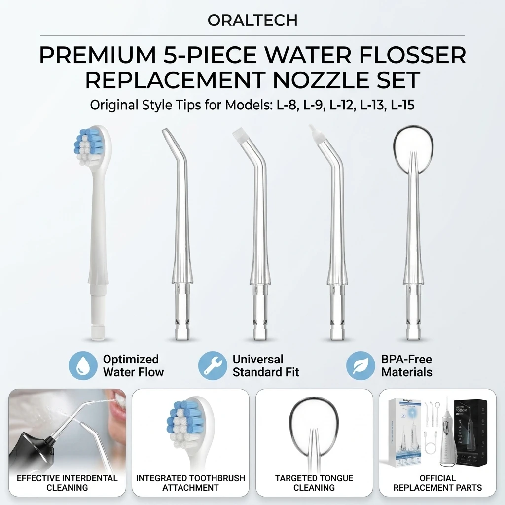 Replacement Oral Irrigator Nozzles, Water Flosser Brush Heads Compatible with L-8/9/12/13/15, Dental Scaler Tips, Oral Care