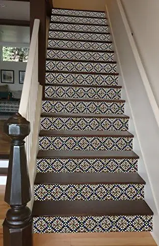 

Ancient Glass Self-Adhesive Stair Decals - Peel and Stick Vinyl Stair Risers for Wooden Steps - High Quality Stair Riser Sticker