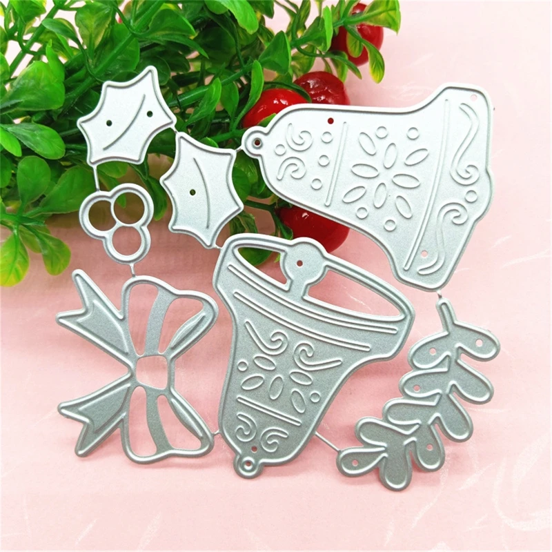 Troqueles corte en relieve con lazo Navidad, troqueles en relieve con campanas Navidad para hacer tarjetas, para