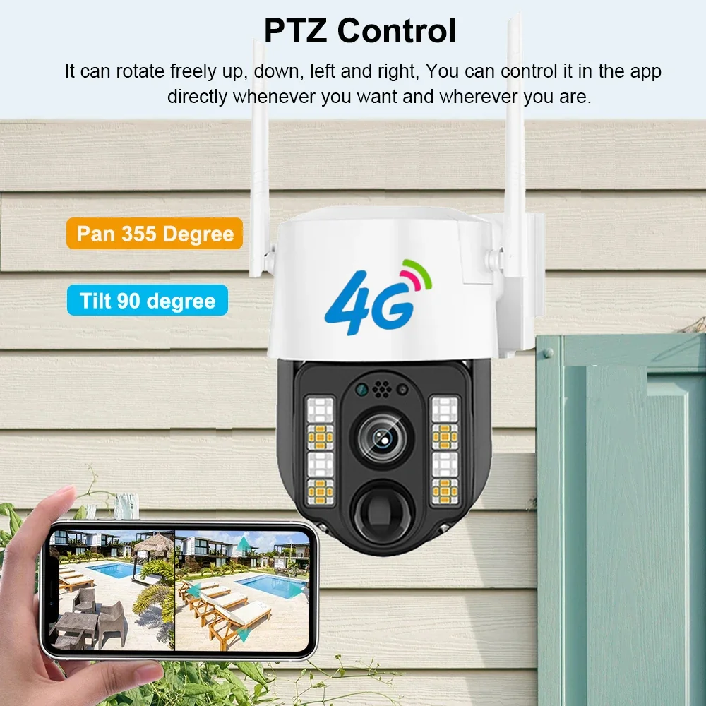 Solar Outdoor 4G Camera With 4G Sim Card Wireless IP Webcam Low Powered Battery Waterproof Smart Home Security Protection CCTV