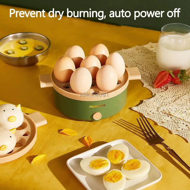Electric Egg Boiler Steamer Breakfast Machine Automatic Power Off Anti-dry Egg Cooker 7 Eggs Single/Double Layer Multi-cookers