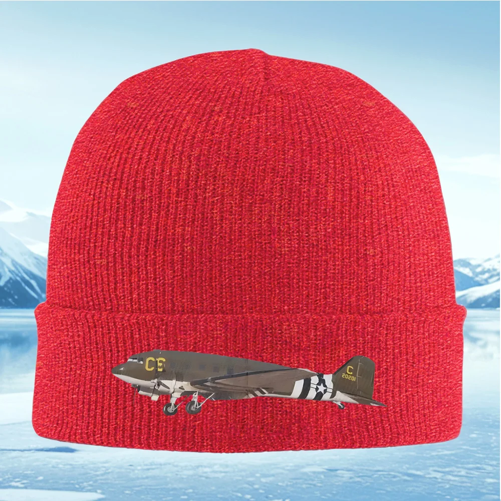 White stars black stripes plane Men Women Unisex Knitted Hat Beanie Pullover Cap Winter Thermal Warm Christmas Outdoor Cycling H