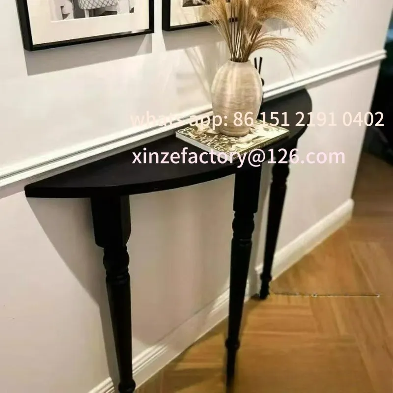 

Настраиваемый французский светлый роскошный входной столик из цельного дерева, полукруглая подставка для входа в коридор, домашний настенный узкий стол