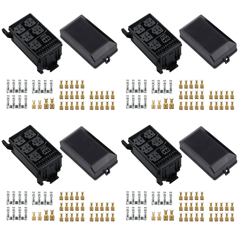

AU63-4X Fuse-Relay Box 5-Fuse Holders 6 Relay Block Holders Fuse-Block 12V Fuse-Box Car