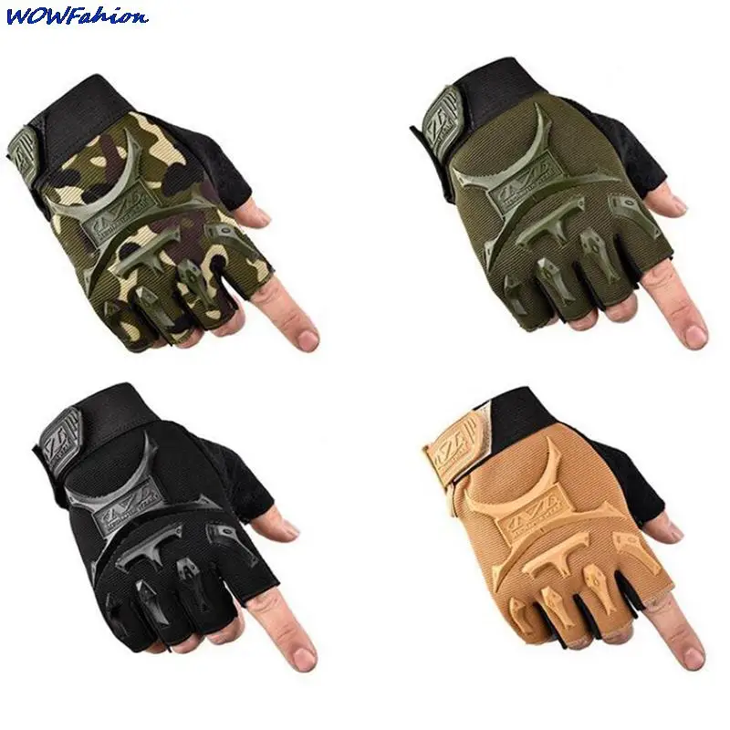 Children Cycling Gloves Kids Half Finger Gloves Elastic Non-slip Gloves Outdoor CS Riding Camouflage Mittens