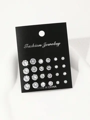12 Pairs Of Luxurious, Simple, Shiny, And Caring Zirconia Decorative Earrings Are Suitable For Gifts To Parties,And Couples