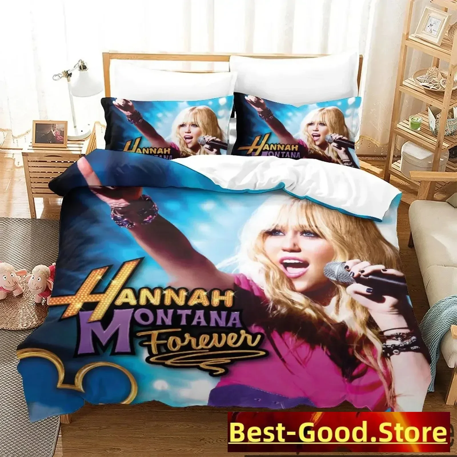 3D Print Hannah Montana Bedding Set Boys Girls Twin Queen King Size Duvet Cover Pillowcase Bed boys Adult Home Textileextile