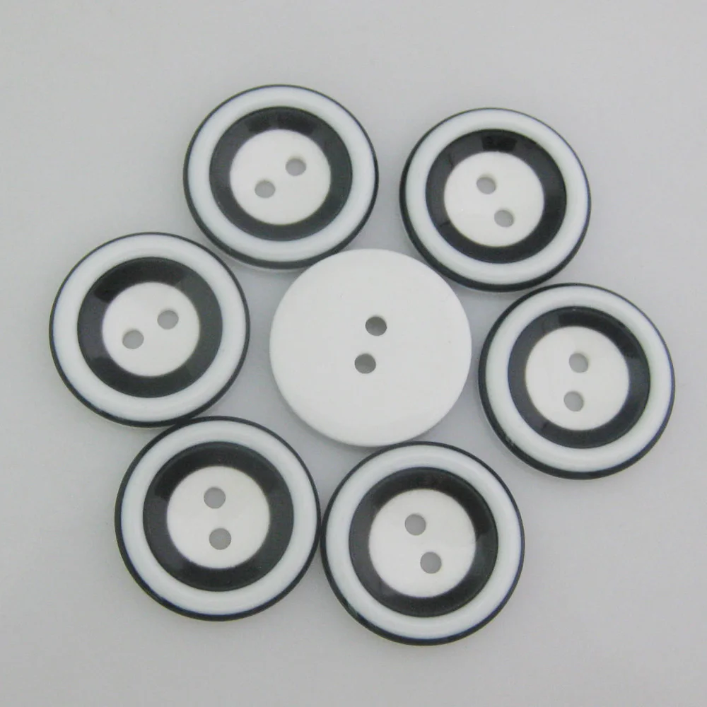 NBNNKN Multisizes Fashion Buttons For Children Shirt Black White Resin 30Pcs Sewing Apparel Craft Decoration