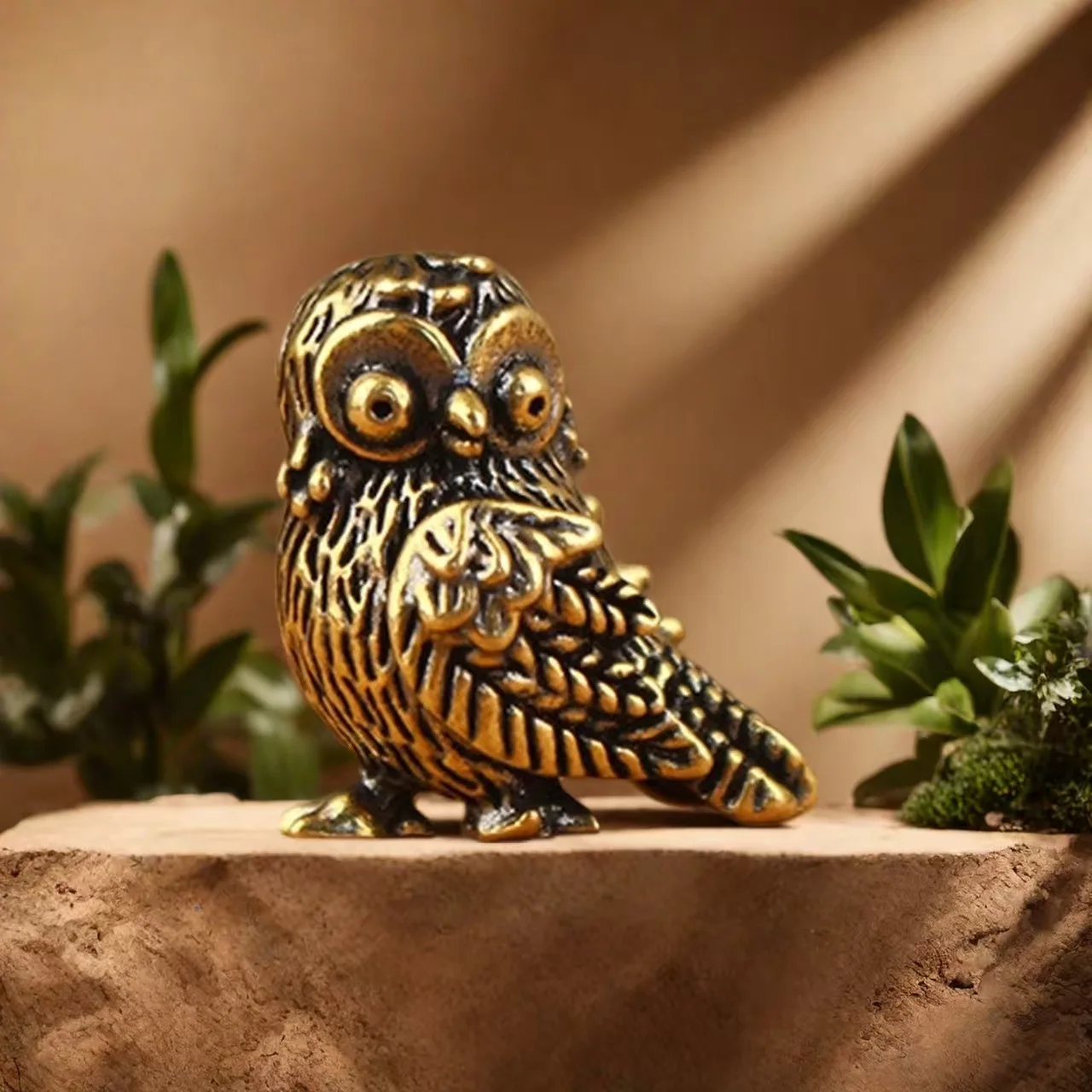 Mini Owl Ornaments Copper Plated Crafts Hot Selling Artware for Market Stall Home Decoration