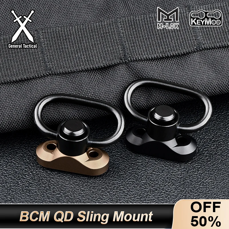 Tactical Metal BCM QD Sling Mount Fit MLOK KEYMOD Rail M4 AR15 Mounted Base Swivel Strap Buckle Quick Release Button Hunting