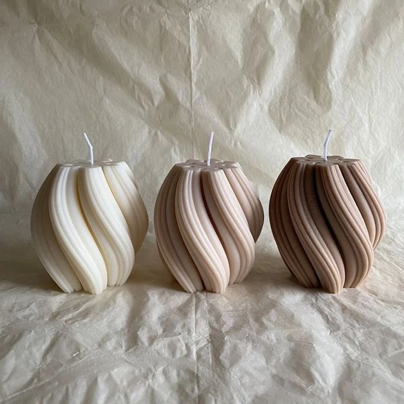 

Geometric Wave Aromatherapy Candle Silicone Mold Twisted Spiral Abstract Craft Plaster Resin Mould Candle Making Supplies